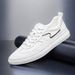Men's Casual Lace-up Board Shoes Transparent First-layer Cowhide Shoes Shallow Mouth Round Head Flat Bottom White_vogvips.com