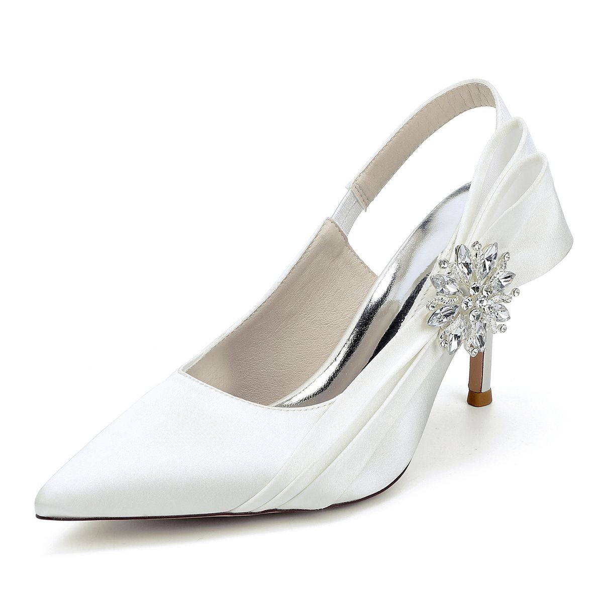Women's High Heeled Pointed Toe Dress Shoes Rhinestones Bridal Bridesmaid Wedding Evening Shoes_vogvips.com