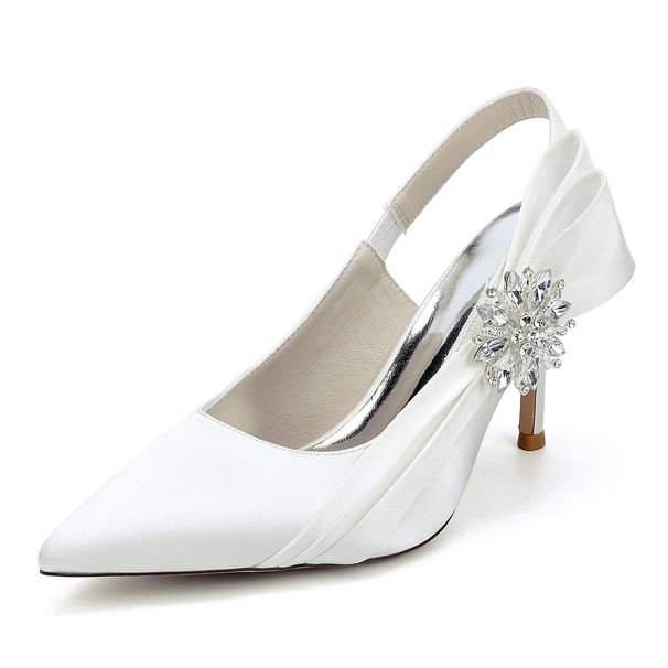 Women's High Heeled Pointed Toe Dress Shoes Rhinestones Bridal Bridesmaid Wedding Evening Shoes_vogvips.com