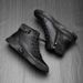 European Warm Series Autumn Winter New Genuine Pure Cowhide Fleece Lined Thickened Martin Boots Black Versatile Warm Men's Cotton Leather_vogvips.com