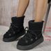 Faux Women Suede Snow 2024 Winter Lace Up Warm Padded Ski Boots Leisure Synthetic Wool Platform Short Botas Shoes 4738_vogvips.com