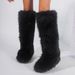 Women's Knee-High Faux Fur Snow Boots – Winter Warm Y2K Style High Boots With Fringe Detail_vogvips.com