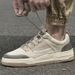 shallow Pigskin + Mesh Casual Men's Board Shoes Ront Lace-up Breathable Lat Heel Board Shoes Men's Shoes_vogvips.com
