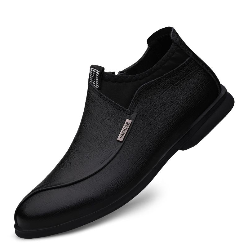 Men's Round Head Splicing Casual Shoes Overfoot Leather Shoes Men's Casual Velvet Leather Shoes_vogvips.com