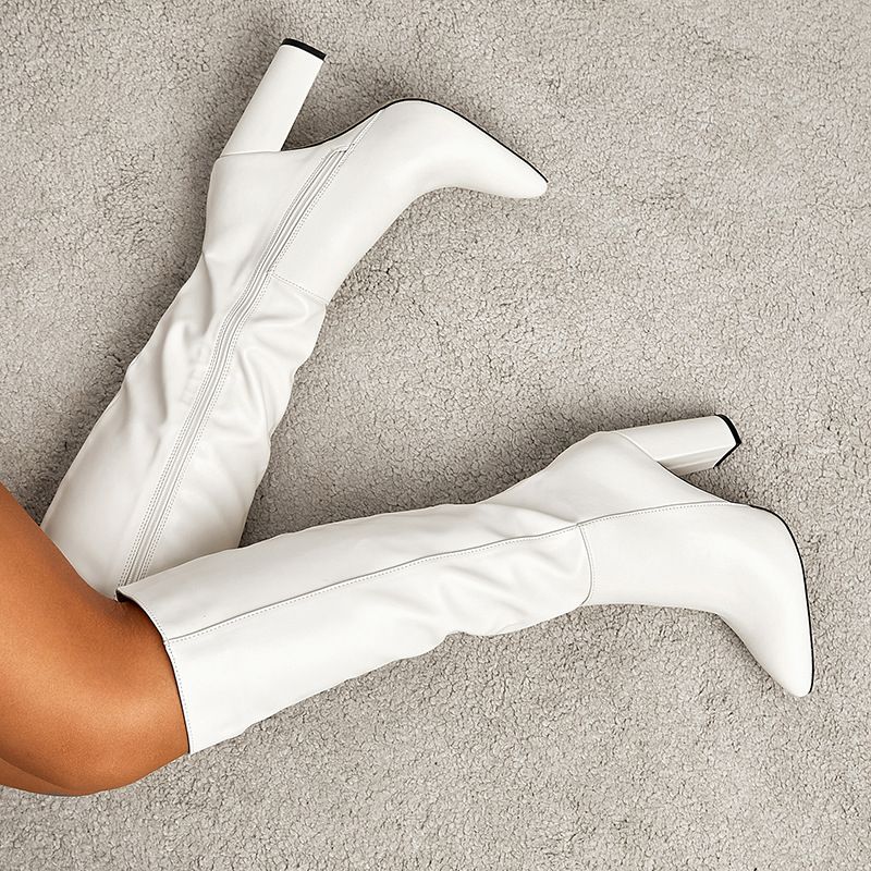 Women's Shoes New Style Foreign Trade Fashion Mid Calf Boots With Side Zipper, Outdoor Street Style, Plus Size Women's Boots, Sizes 35 42_vogvips.com