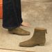 Korean Retro Style Thick Heeled Martin Boots, Small Bare Boots, Back Zipper Suede Square Toe Single Boots, Fashion Short Boots For Women_vogvips.com