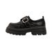 Platform Loafers Women's Autumn And Winter One-word Buckle With Retro Small Leather Shoes College Style Single Shoes_vogvips.com