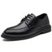 Euro Step Men's Korean Style British Business Casual Office Versatile Black Leather Youth Brogue Trendy Shoes_vogvips.com