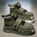 Newan Style High-Top Men's Shoes With Color-Blocking, Metal Buckle, Thick Sole, Height-Increasing Design, Casual_vogvips.com
