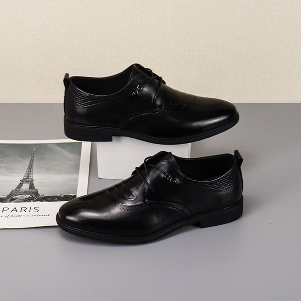 999273Top Layer Cowhide Business Lace-up Four Seasons Work Genuine Leather Formal Single Men's Shoes_vogvips.com
