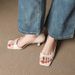 New Summer Style Square-toe Slip-on 5cm Low Heel Sandals With Soft Leather Rear Hollow Design - Versatile For Daily Wear And High Heels._vogvips.com