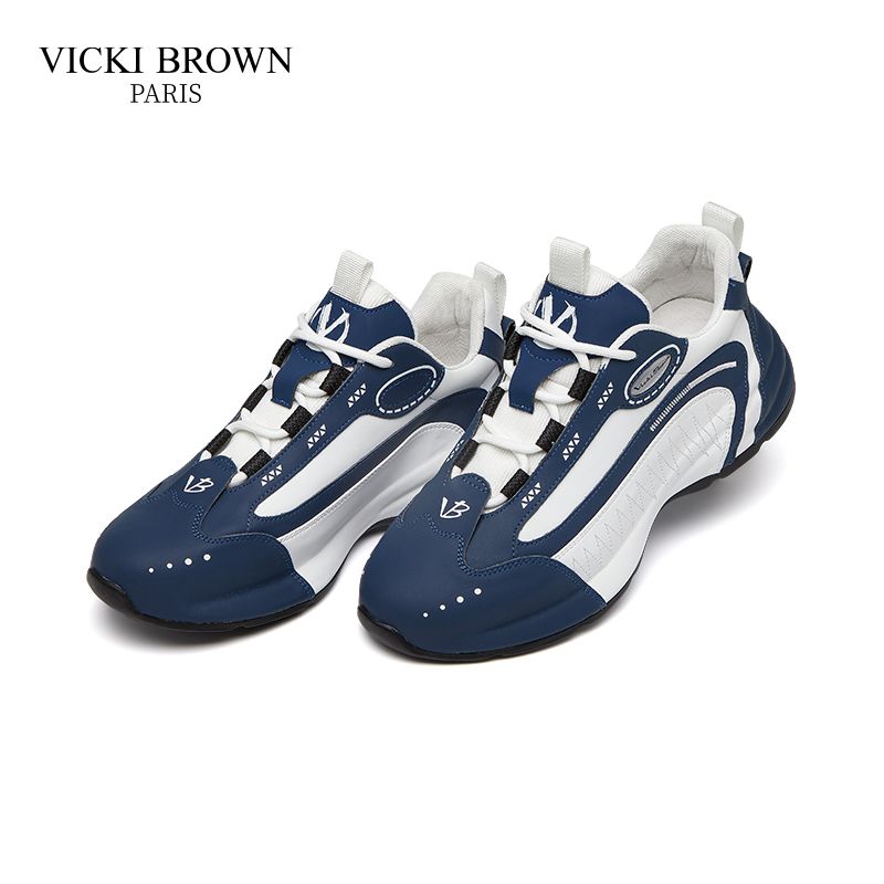 Men's Two-Tone Leather Chunky Platform Sneakers, Soft Pigskin Sponge Insole Breathable Mesh Interior Non-Slip Rubber Outsole Daily Casual Footwear_vogvips.com