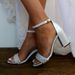 2025 New Women's Summer White High-Heeled Sandals With Chunky Heels, Pearl Straps, Large Sizes 42 43, Wedding Shoes_vogvips.com