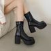 with Rivets And Pendants, Platform For Women, Dark Punk Motorcycle Boots, Round Toe Super Cool College Short Boots_vogvips.com