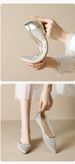 Shallow Single Shoes Female Flat Bottom Fairy Wind Mesh Soft Sole Gentle Pointed Rhinestone Flats_vogvips.com