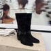 ~2025 Spring And Autumn New Brown Chunky Heel Pointed Toe Western Women Mid-Calf Cowboy Suede Short Boots_vogvips.com