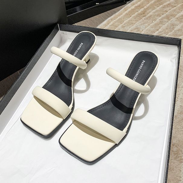Open-toe Square-heeled High-heel For Women, 2026 Summer New Women's Shoes, European And American Style Thin-heeled_vogvips.com