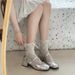 NEW French Silver Chunky Heel Mary Jane Shoes For Women With A Dress Style, Fairy-like Pearl Open-toe High Heels_vogvips.com
