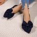 New Plus Size Women's Fly Woven, One Foot Butterfly Bow Casual Breathable Knitted Slimming Pointed Flat Sole Shoes_vogvips.com