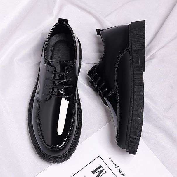 Men's Casual Patent Leather Business Formal Shoes Breathable Soft Sole British Style Derby High End Wedding Shoes_vogvips.com