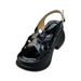 European Station Slope Heel Sandals Women's Small Muffin Platform Crossed With Silver Roman Shoes_vogvips.com