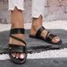 Women's Slippers 2025 Summer New European And American Large Size One-Strap Woven Fashionable Comfortable Flat For Women_vogvips.com