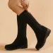 Autumn Winter Knitted Woolen High Tube Over Knee Elastic Long Thick Slope Heel Womens Boots Leisure Style Round Toe_vogvips.com