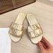 Summer Outdoor Wear Large Size Flat Round-toe For Women 2025 New Fashion Casual Simple Pleated Sandals_vogvips.com