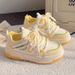 2025 Spring And Autumn New Style Lemon Yellow Fashionable Thick-Soled Sneakers High-Value Sports Versatile Casual White_vogvips.com