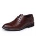 Men's Fashion Brogue Leather Shoes Pointed Toe Lace-up Breathable Casual Wedding Dress Shoes_vogvips.com