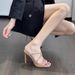 Summer New Trendy Square-Toed Sexy High-Heeled Sandals For Women Nude Color Cross-Strap Open-Toe Fish Mouth Outdoor_vogvips.com