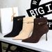 7922-6 European And American Style Sexy Fashion Pointed Toe Suede Thin Belt Buckle Side Zipper High Heel Short Boots For_vogvips.com