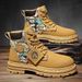Men's British Style Martin Boots - Low Top Work Boots With Breathable PU Upper & Cushioned Insole For Winter & Spring (Khaki/Black/Gray, Sizes 39-48)_vogvips.com
