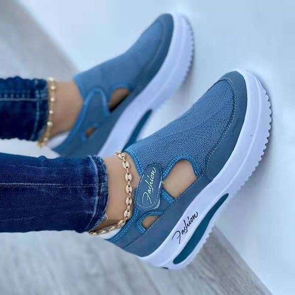 Women's Shoes Large Size Casual Shoes For Women Spring And Summer Style Flat Soled Fly Woven Breathable VelcCasual Mesh Shoes Independent Station_vogvips.com