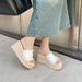 French-style Denim Wedge Sandals For Women, Holiday Style, Straw Thick-soled, 2026 Spring New Model, Cross-strap Roman_vogvips.com