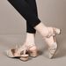 Pointed Sandals For Women 2023 Summer New Sheepskin Hot Diamond Buckle Flat Sandals Temperament Closed Toe Empty Back Women's Shoes_vogvips.com