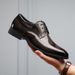 Men's Brogue Oxford Shoes With Faux Metal Brushed Upper - Breathable Rubber Sole, Comfortable EVA Insole, Classic Business Casual Style_vogvips.com