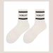 Men And Women's Fashion Sport Socks With Stripe Design, Breathable Cotton Blend, Comfortable Mid-Crew Socks For Casual Wear, Gym, And Daily Use_vogvips.com