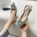 Baotou Sandals For Women 2024 New Summer Rhinestone Square Buckle Fairy Open Back French Style Thin High Heel Pointed_vogvips.com