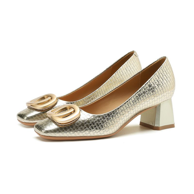 Sexy Toe Thick Bottom Women's 2025 Autumn New Shallow Mouth Medium Heel Women's Work Shoes Wear Comfortable Lightweight Fashionable_vogvips.com