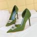 6168-K60 European And American Style Party Shoes, Thin Heel, Satin, Shallow Mouth, Pointed Toe, Side Cutout, Rhinestone_vogvips.com