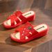 Women's High-heeled Slippers Summer Outer Wear Thick-soled Fashion Home Non-slip Mother Shoes Soft-soled Social Slope Heel Cool Slippers_vogvips.com