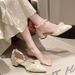 Pointed Single Shoes Women's Design Sense Niche Spring And Summer Evening Breeze Gentle Shoes Medium Heel French Bag Head Sandals_vogvips.com