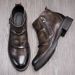 European Warm Series Fleece-Lined Trendy Face British Style Short High-Top Genuine Leather Martin Men's Motorcycle Boots_vogvips.com