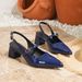 Line with pointed high heels chunky heel pumps Mary Jane bun head back empty sandals_vogvips.com