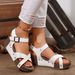 Women's Bohemian Wide Width Sandals - Metallic Color Block Adjustable Strap Open Toe Beach Sandals_vogvips.com