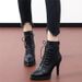 High Heel Short Boots For Women, European And American Style, Lace-Up Slim Internet Celebrity Sexy Pointed Toe Stiletto_vogvips.com