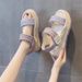 Sports Sandals Women's Casual Purple Velcro Casual Rhinestone Platform Beach Sandals_vogvips.com