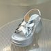 European Station Slope Heel Sandals Women's Small Muffin Platform Crossed With Silver Roman Shoes_vogvips.com