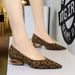 pointed Leopard Print Suede Single Shoes Women's Low Heel Shallow Mouth Hollow Heel Low Heel Shoes Women's Shoes_vogvips.com